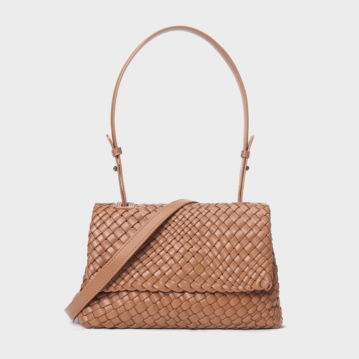 Custom Luxury Designer Women Soft PU Leather Woven Autumn Fashion Polyester Lining Shoulder Crossbody Bags