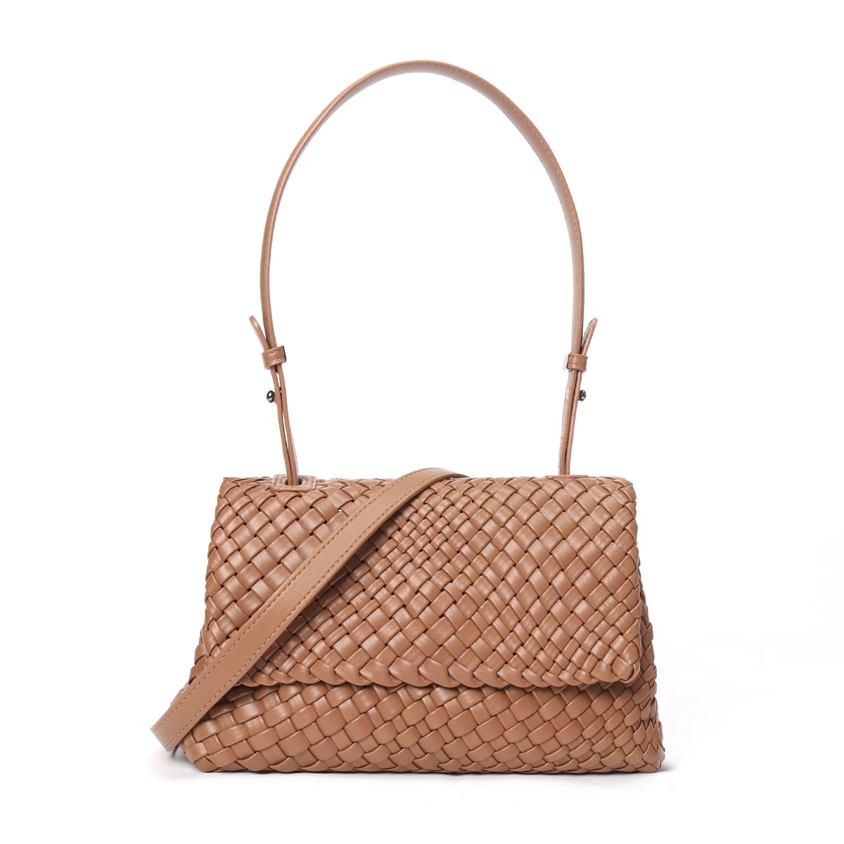Custom Luxury Designer Women Soft PU Leather Woven Autumn Fashion Polyester Lining Shoulder Crossbody Bags