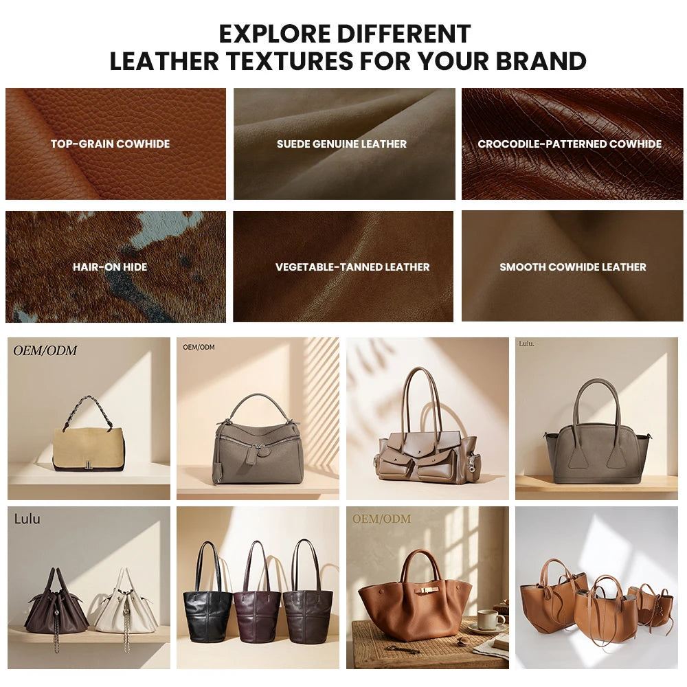 2026 Women's High-End Genuine Leather Crossbody Handbag Zipper Closure Waterproof Large Capacity Textured Design Polyester
