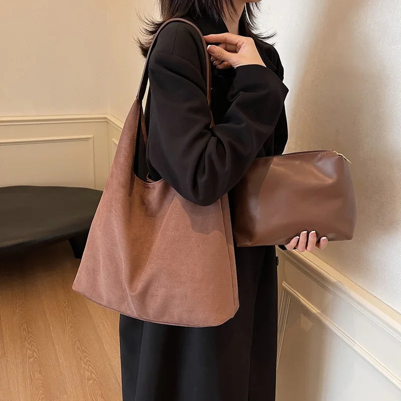Premium Branded Women's Designer Bag Set Personalized Hobo Single Strap Shoulder Bag Button Anti-Theft Large Capacity Tote Bag
