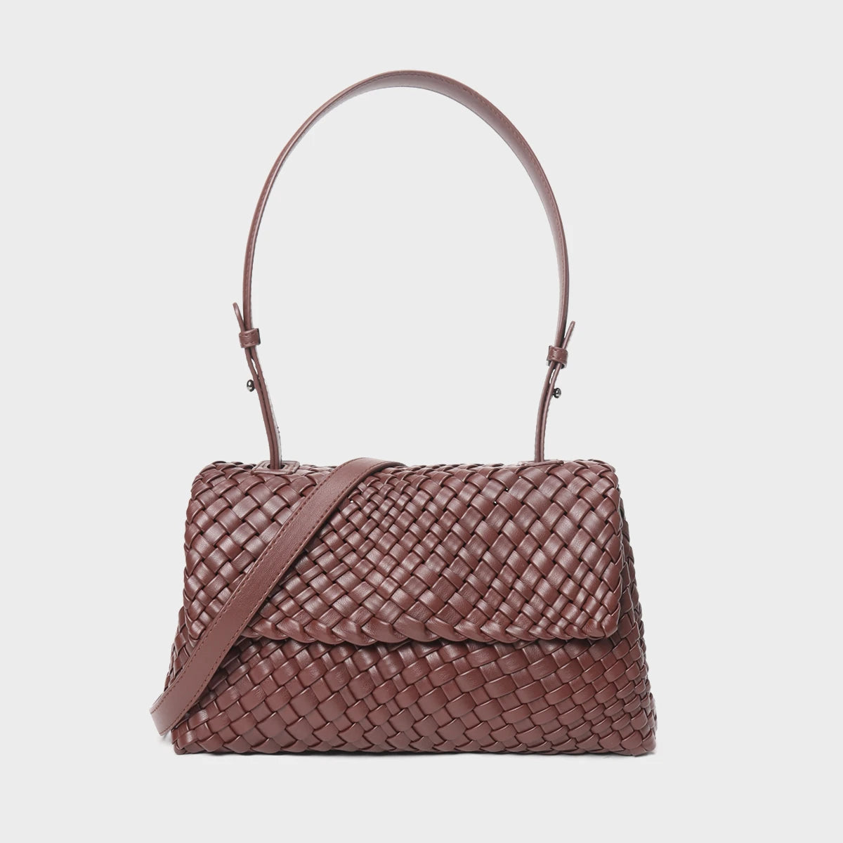 Custom Luxury Designer Women Soft PU Leather Woven Autumn Fashion Polyester Lining Shoulder Crossbody Bags