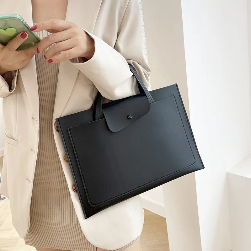 Modern PU Lightweight Laptop Case Sleeve with Handle Waterproof Shoulder Bag Shockproof Protective Computer Cover